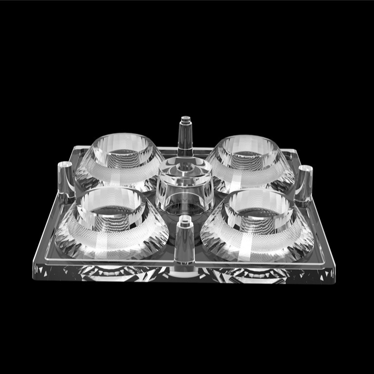 50*50mm 30 Grado 4 en 1 LED Lente de luz de PC Material para iluminación de inundación SMD7070/ 5050/4*3030 LED