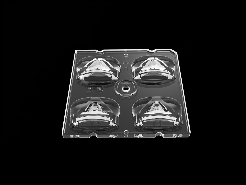 50*50mm 55*152 grados/tipo2-VS 4 en 1 lente de luz LED material de PC para módulo de luz de calle LED SMD3535/5050LED