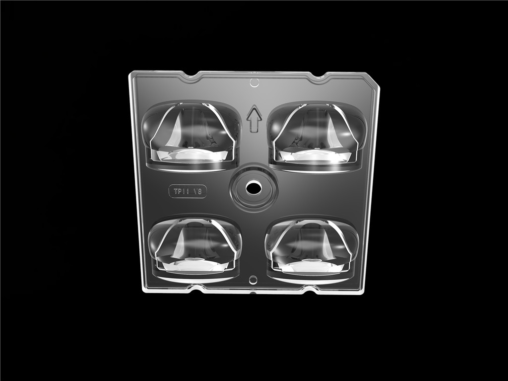 50*50mm 55*152 grados/tipo2-VS 4 en 1 lente de luz LED material de PC para módulo de luz de calle LED SMD3535/5050LED