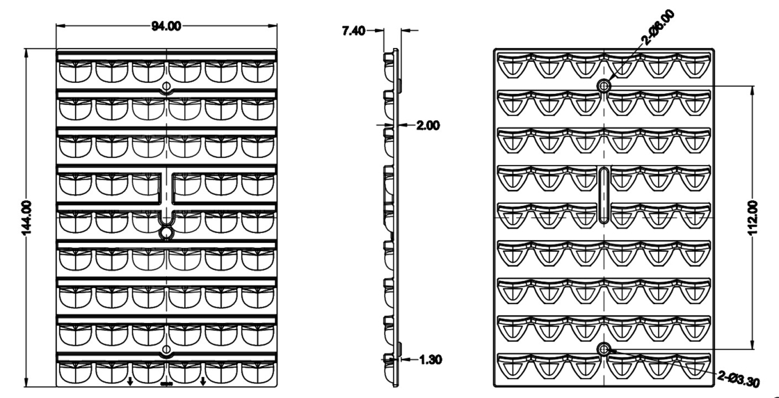 PC LED Iluminación de estadios con 3030 chips 54 lentes LED, óptica de plástico LED para iluminación de túneles/luces de campo/luces de calle/