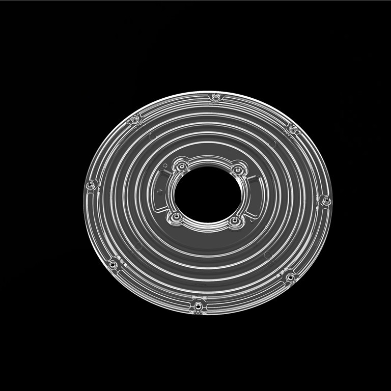 Lente de módulo redondo de 206 mm de diámetro para luz de bahía alta Lente OVNI de 90 grados φ206 mm PC Lente LED